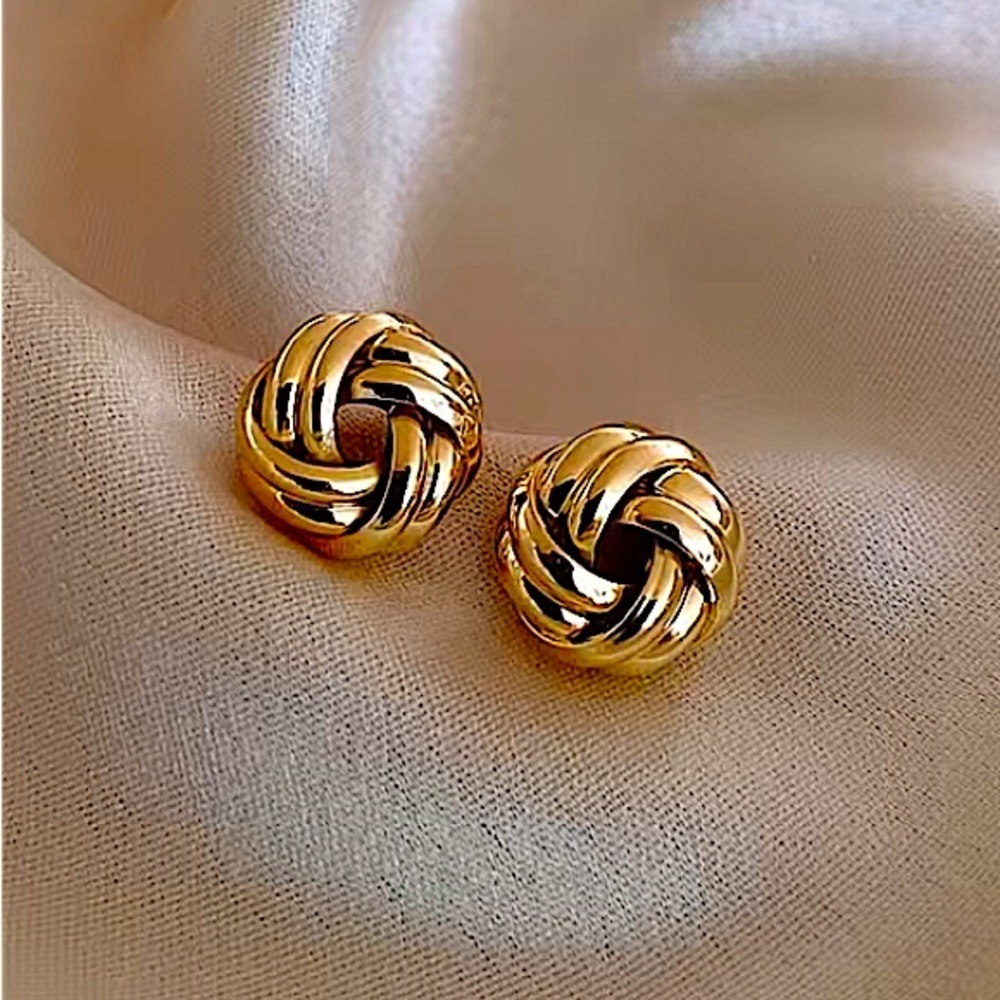 Gold Filled Twisted Knot Stud Dainty Minimalist Earrings